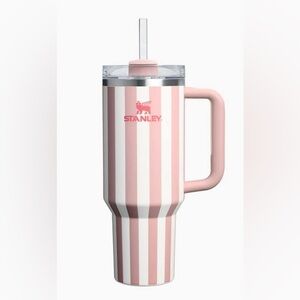 Stanley Pink Cabana Striped Tumbler with Handle